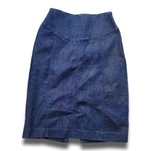 Express Design Studio Dark Denim Pencil Skirt High Waist Slit Women Size 4
